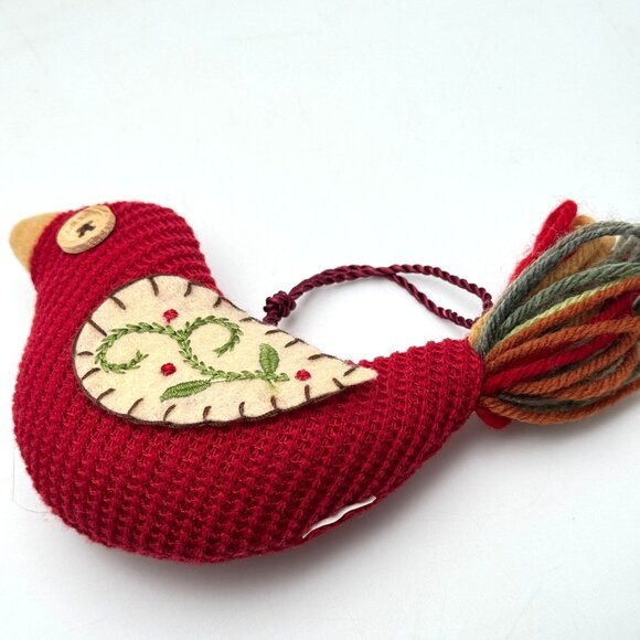 3 Pc Christmas Ornaments Penguin Gnome Bird Knit Felt Embroidery Festive - Picture 5 of 9